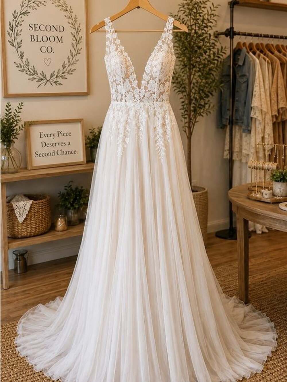 NWT LAVETIR Ivory Lace Wedding Dress Bridal Size 12 Fits Approx. 6–8